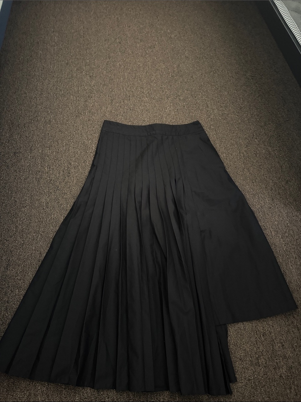 Banana Republic Black Asymmetrical Pleated Midi Skirt